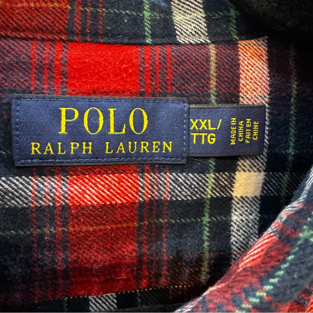 Ralph Lauren Vintage Red and Blue Plaid Flannel Button Down Shirt XXL - Picture 2 of 6